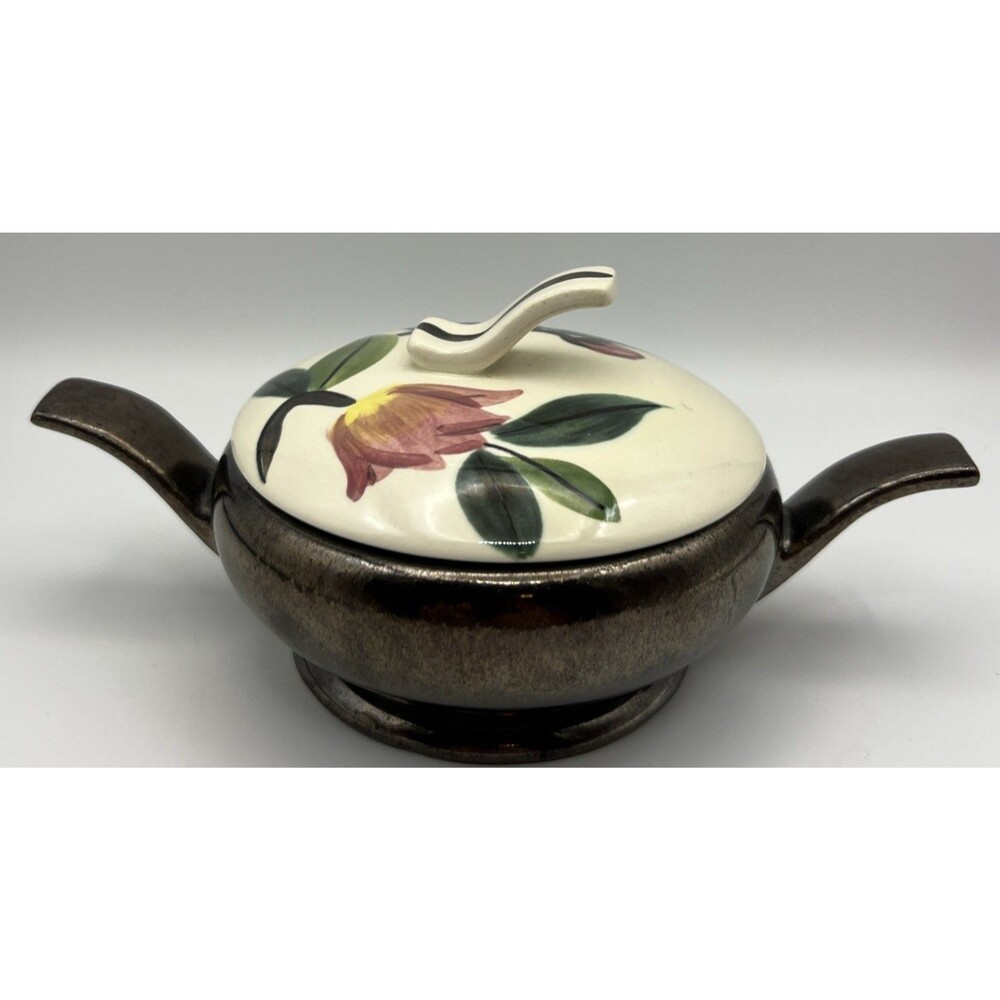 VNTG Red Wing Lotus Pottery Sugar Bowl with lid 1940-1950